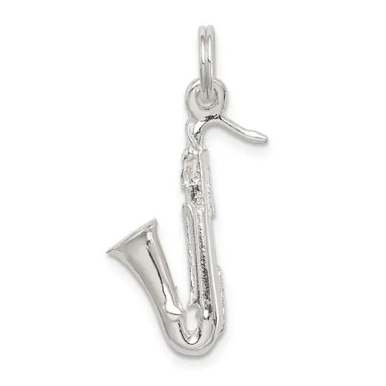 Sterling Silver Saxaphone Charm Music Pendant Jewelry 25mm x 15mm {3}