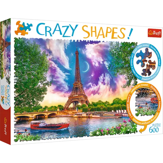 Crazy Shape 600 Piece Jigsaw Puzzles, Sky Over Paris, Puzzle of France, Eiffel Tower and French Cityscape, Adult Puzzles, Trefl 11115 {1}