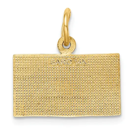 14K Gold God Bless America USA Flag Charm Pendant {3}