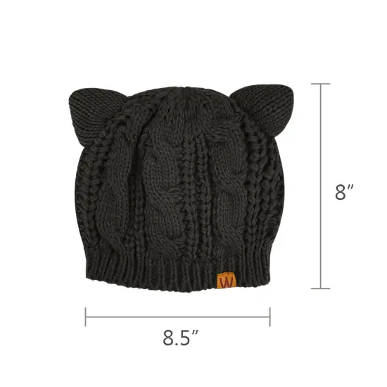 Wrapables Winter Warm Cable Knit Cat Ears Beanie Black {6}