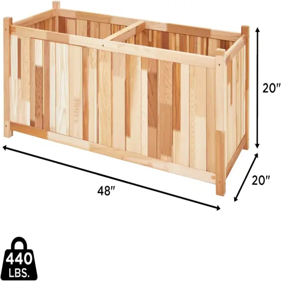 Jumbl Garden Bed, 48x20x20” Wooden Flower & Herb Planter Box {2}