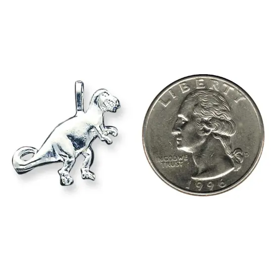 Sterling Silver T-Rex Pendant Charm Dinosaur Jewelry 25mm x 24mm {2}