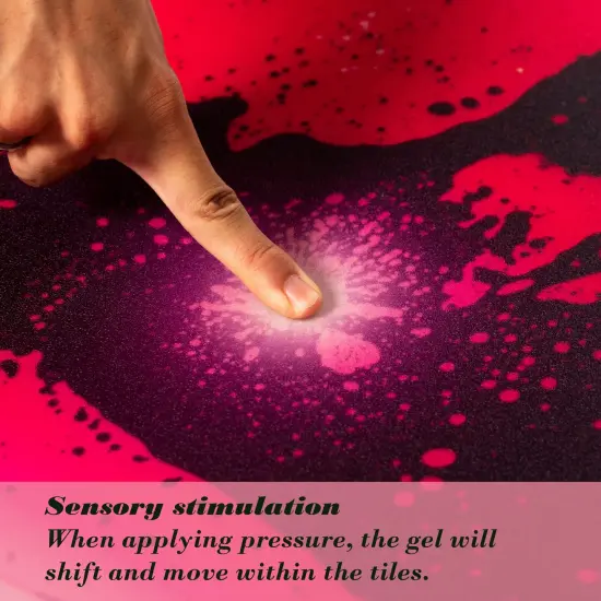 Sensory Liquid Gel Floor Square Tiles, 19.5 x 19.5 Inch Red Orange White Green Pink Purple Yellow Blue Kids Floor Mat, 4 Pack R/o, g/y, p/p, b/w {2}