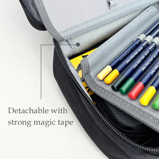 Wrapables Large Capacity 72 Slot Pencil Case for Colored Pencils, Stationery Pouch, Black {4}