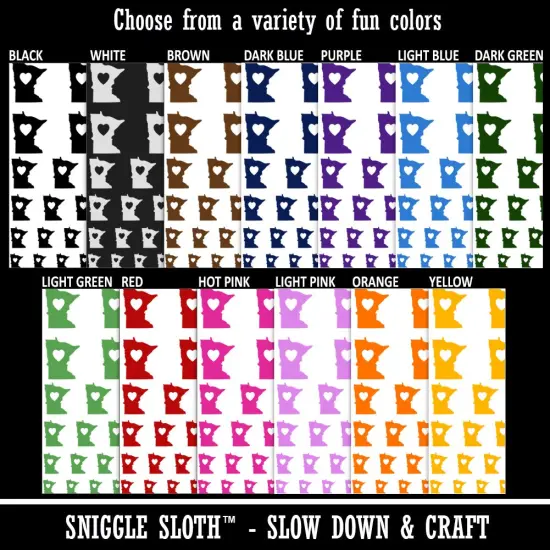 Minnesota State with Heart Temporary Tattoo Water Resistant Fake Body Art Set Collection White {2}