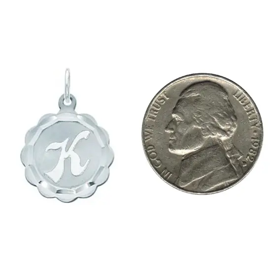 Sterling Silver Brocaded Lower Case Initial K Charm Jewerly 22mm x 16mm {2}