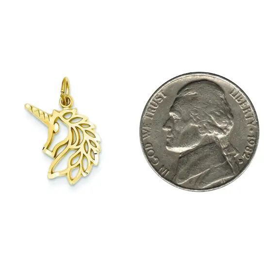 14K Yellow Gold Unicorn Charm Pendant FindingKing Jewerly 20mm x 15mm {2}
