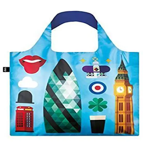 LOQI HEY Studio London Reusable Shopping Bag, Blue {1}