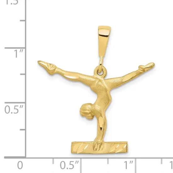 10K Yellow Gold Gymnast on Balance Beam Charm Jewelry 30mm x 26mm {3}