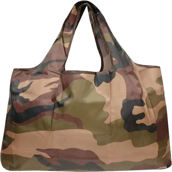 Wrapables Large Foldable Tote Nylon Reusable Grocery Bag, 3 Pack Pets, Camo, Paisley {3}