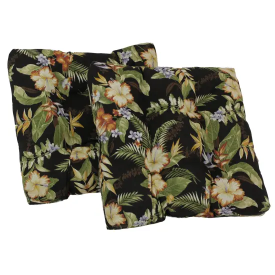 19-inch Squared Spun Polyester Tufted Dining Chair Cushion (Set of Two) - Freeport Ebony {1}