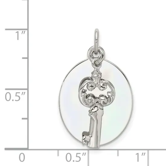 Sterling Silver Key & Tag Charm Pendant FindingKing Jewerly 27mm x 17mm {2}