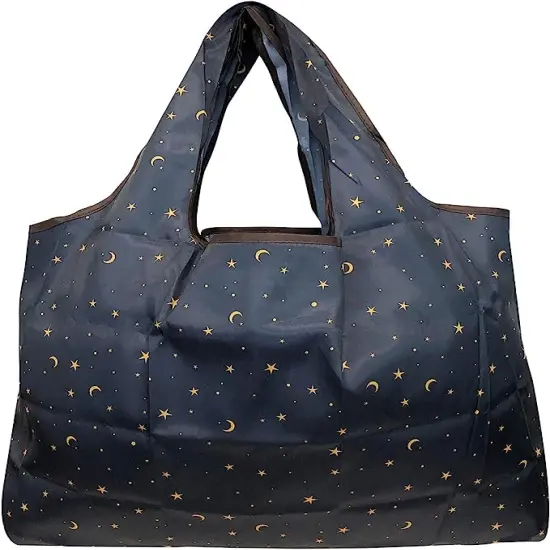 Wrapables Large Foldable Tote Nylon Reusable Grocery Bags, 5 Pack Exotic Space {2}