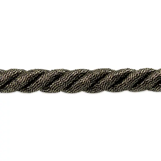 10 yards of Holly 3/8" Metallic Twisted Cord Trim | 10 yard cut Black/ Gold {1}