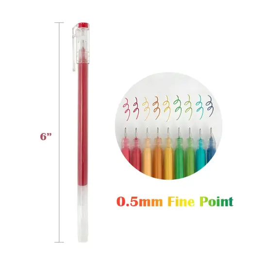 Wrapables Colorful Gel Ink Pens, 0.5mm Fine Point, for Home, Office, Stationery (Set of 9) Rainbow {2}