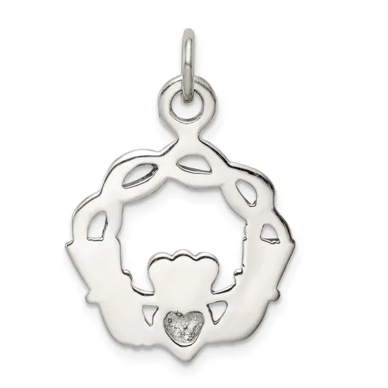 Sterling Silver Antiqued Claddaugh Pendant Charm Love Jewerly 29mm x 21mm {3}