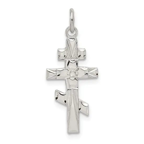 Sterling Silver Orthodox Cross Charm Jewerly 22mm x 10mm {1}