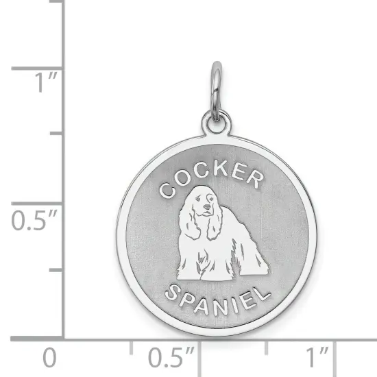 Sterling Silver Cocker Spaniel Disc Charm Pendant Jewerly 26mm x 19mm {5}