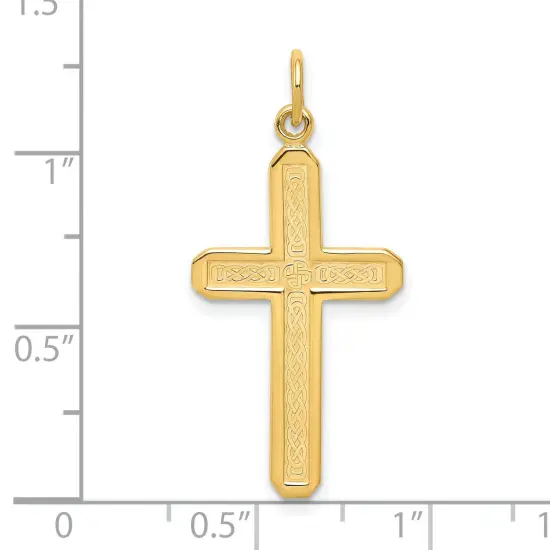 10K Gold Cross Charm Pendant Jewelry 32 x 16mm {2}