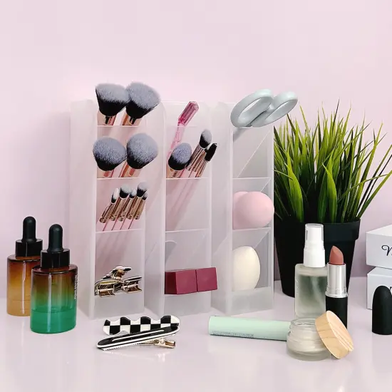 Wrapables Pen Organizer with 4 Compartments Desk Storage Organizer for Home, Office, Work Small (3pcs) / Clear {6}