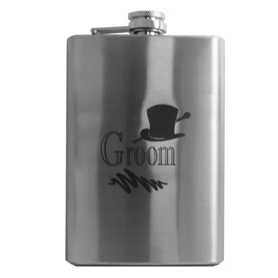 8oz Groom Wedding Stainless Steel Flask {1}