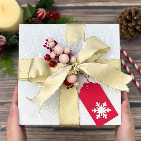 Wrapables Christmas Holiday Gift Tags/Kraft Hang Tags with Laser Cut Design for Gift-Wrapping, DIY, Arts & Crafts (100pcs), Red Scalloped {3}