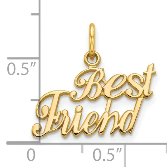 10K Yellow Gold Best Friend Charm Friendship Pendant Jewerly 18mm x 21mm {3}