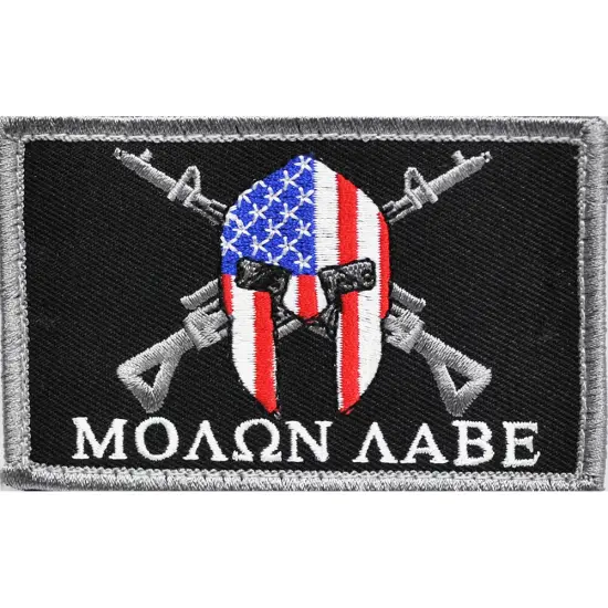 EagleEmblems PM4027V Patch-Molon Labe Crossed Rifles (Velcro) (3-1/2") {1}