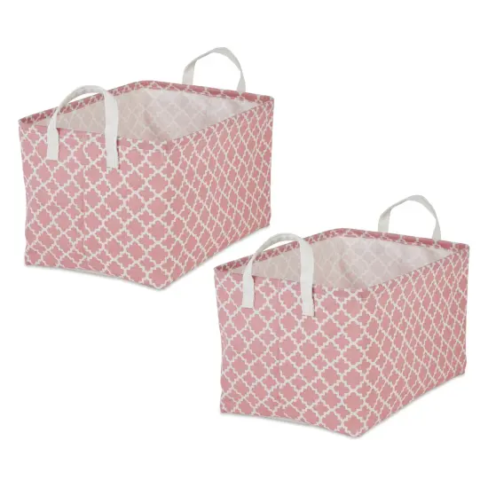 DII PE-Coated Cotton Polyester Laundry Bin Lattice Rose Rectangle Extra Large 12.5x17.5x10.5 (Set of 2) {1}