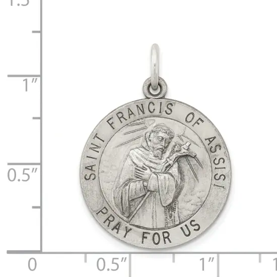 Sterling Silver Saint Francis Round Medal {2}