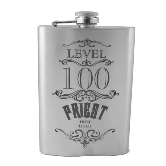 8oz wow level 100 priest Stainless Steel Flask {1}