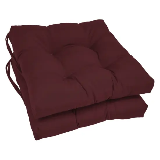 16-inch Solid Twill Square Tufted Chair Cushions (Set of 2) - Burgundy {1}