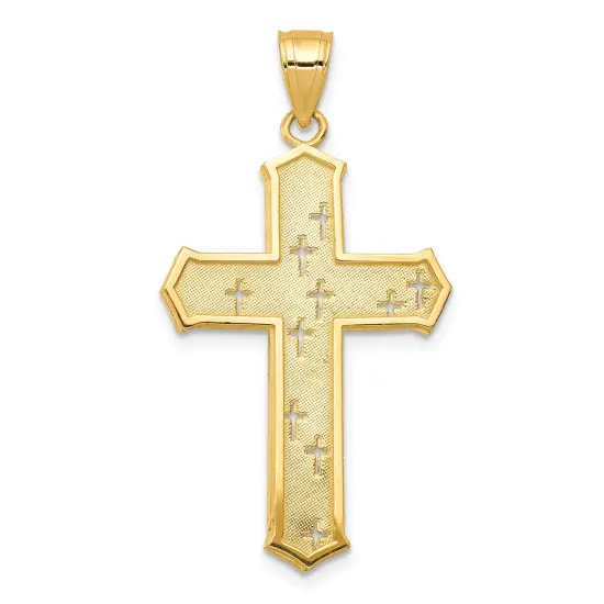 10K Gold Passion Cross Pendant Charm Jewelry 35mm x 21mm {3}