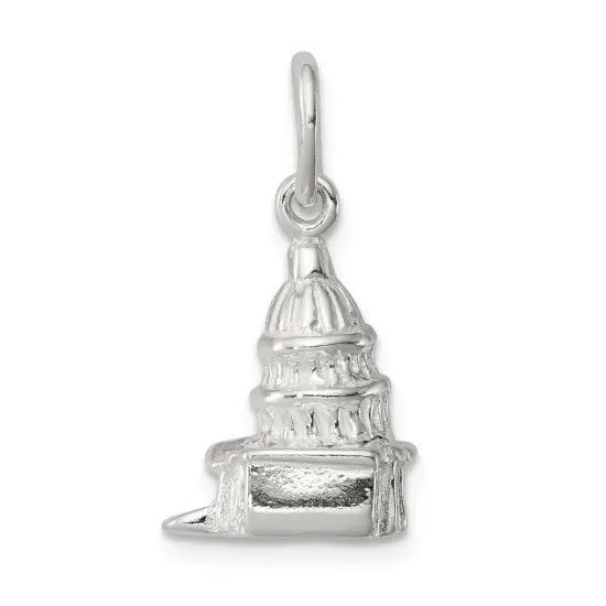 Sterling Silver Capitol Building Charm Pendant Jewelry 23mm x 15mm {4}