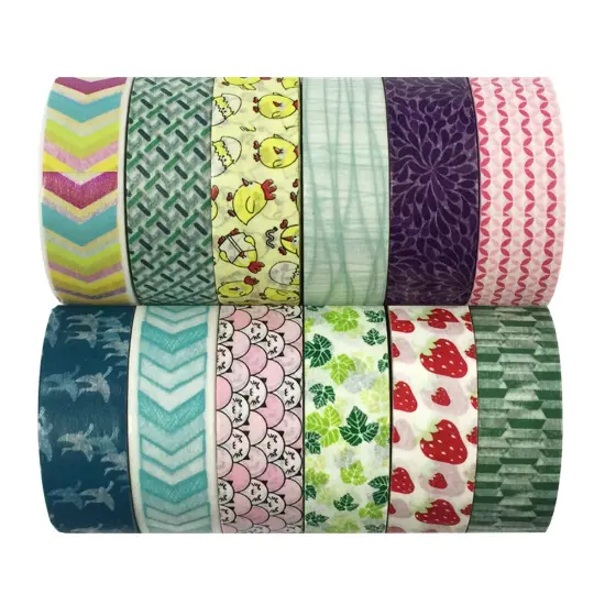 Wrapables Washi Tapes Decorative Masking Tapes, Set of 12, ADSET54 {1}