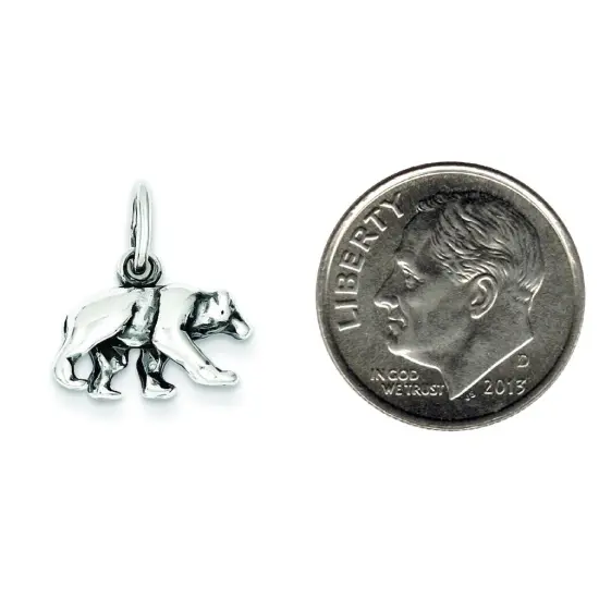 Sterling Silver Bear Charm Pendant Animal Jewelry 12mm x 15mm {2}