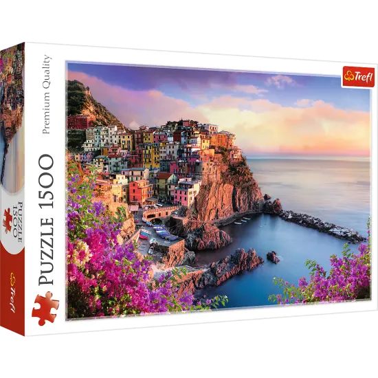 1500 Piece Jigsaw Puzzles, View of Manarola, Ocean Paradise, Italy, Coastal City,Adult Puzzles, Trefl 26137 {1}