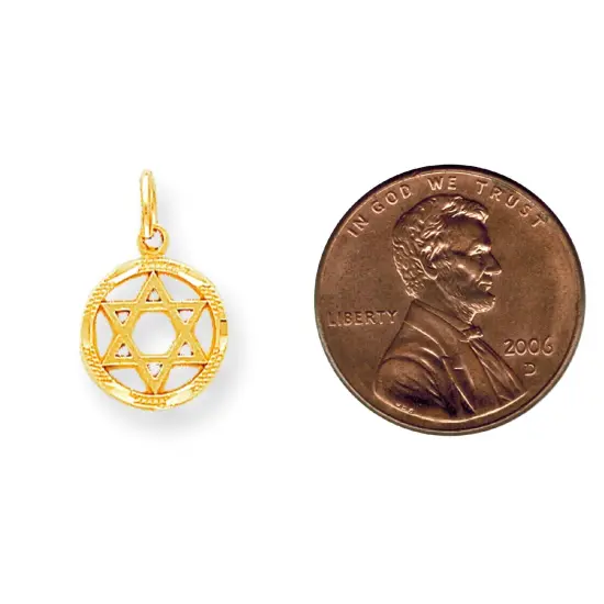 10K Yellow Gold Religious Diamond-Cut Star of David Charm New 18 X 12mmJewerly {2}
