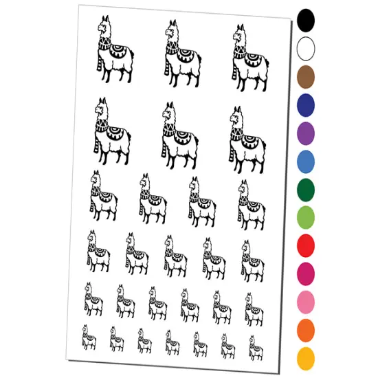 Cozy Llama Alpaca Wrapped with Scarf and Blanket Temporary Tattoo Water Resistant Fake Body Art Set Collection Dark Blue {1}