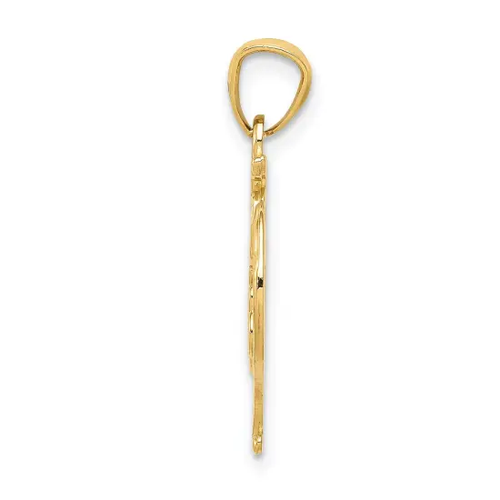 14K Gold 15 Anos Heart Charm Diamond-Cut Birthday New Jewerly 24mm x 18mm {4}