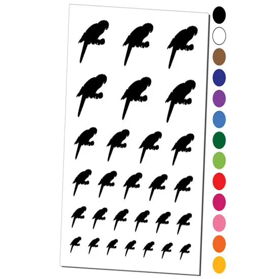 Parrot on Branch Bird Sketch Solid Temporary Tattoo Water Resistant Fake Body Art Set Collection White {1}