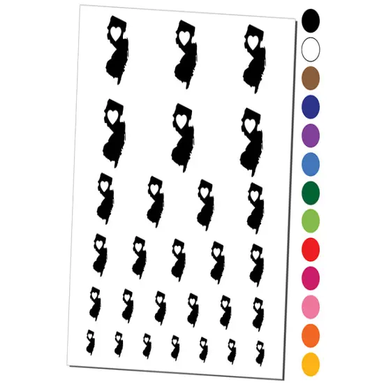 New Jersey State with Heart Temporary Tattoo Water Resistant Fake Body Art Set Collection Purple {1}