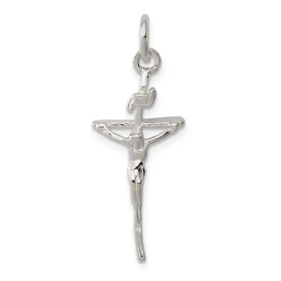 Sterling Silver INRI Crucifix Charm Jewelry Pendant 31mm x 11mm {1}