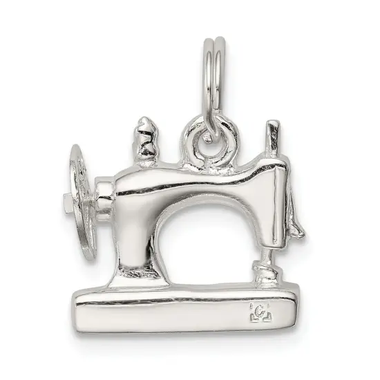 Sterling Silver Sewing Machine Charm Pendant Jewelry 14mm x 17mm {4}