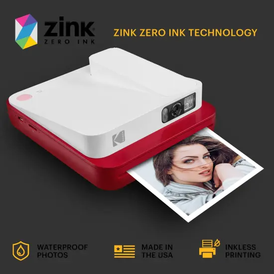 Kodak Smile Classic Digital Instant Camera for 3.5 x 4.25 Zink Photo Paper, Bluetooth & 16MP Pictures Red {4}
