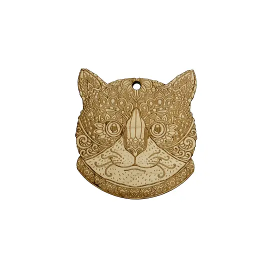 Decorative Cat Ornament - Raw Wood {1}