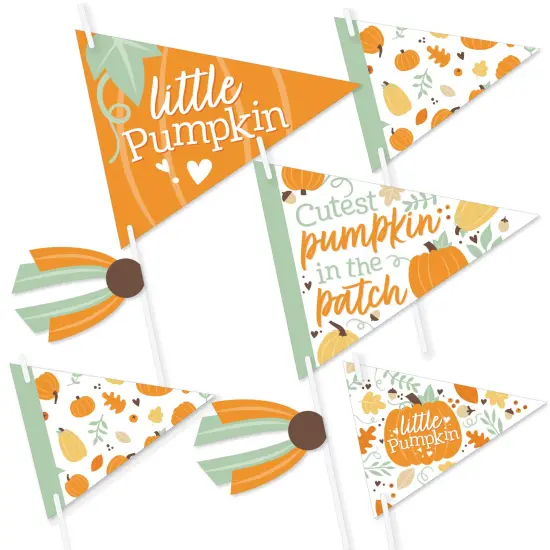 Big Dot of Happiness Little Pumpkin - Triangle Fall Birthday Party or Baby Shower Photo Props - Pennant Flag Centerpieces - Set of 20 {1}
