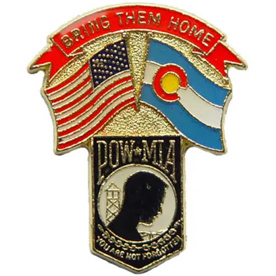 American POW & Colorado Flags Pin 1 1/4" {1}