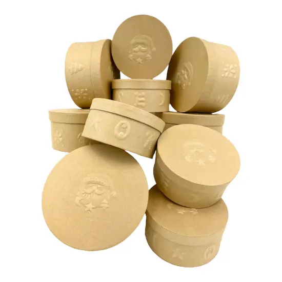 Value Pack of 12 Round Box with Embossed Santa - 2 pc. Set {1}