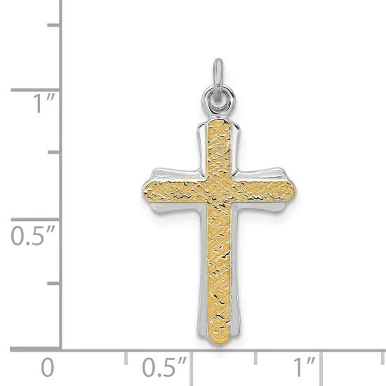 Sterling Silver Gold Plated Cross Charm Jewerly 26mm x 16mm {2}